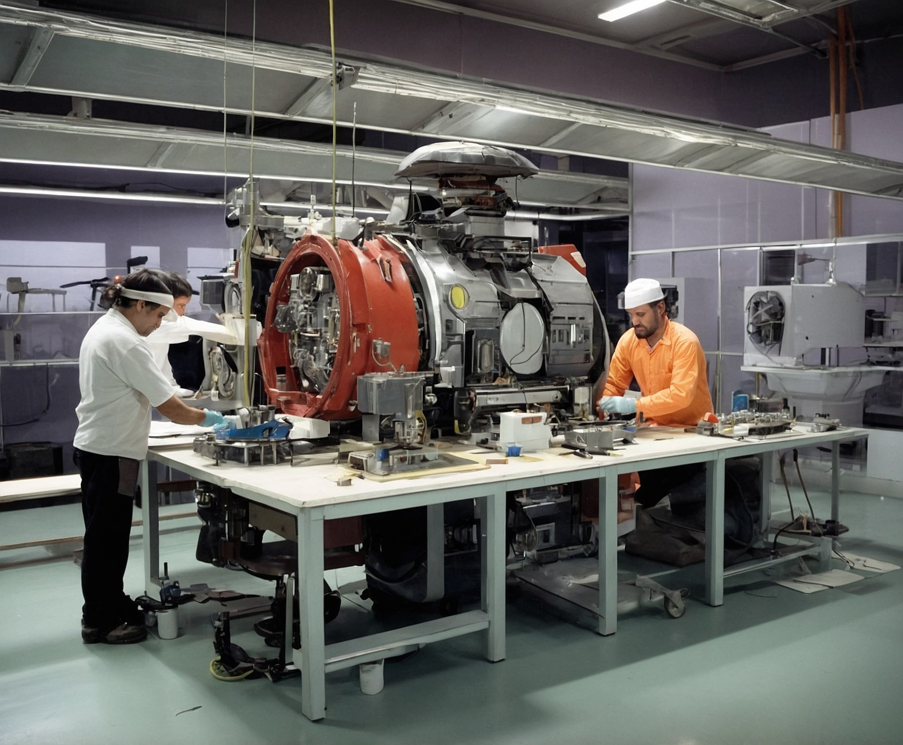 Cohete espacial en reparación y mejora